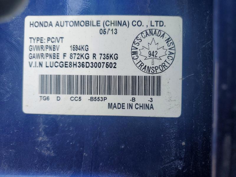 Продажа на аукционе авто 2013 Honda Fit, vin: LUCGE8H36D3007502, номер лота: 50233056