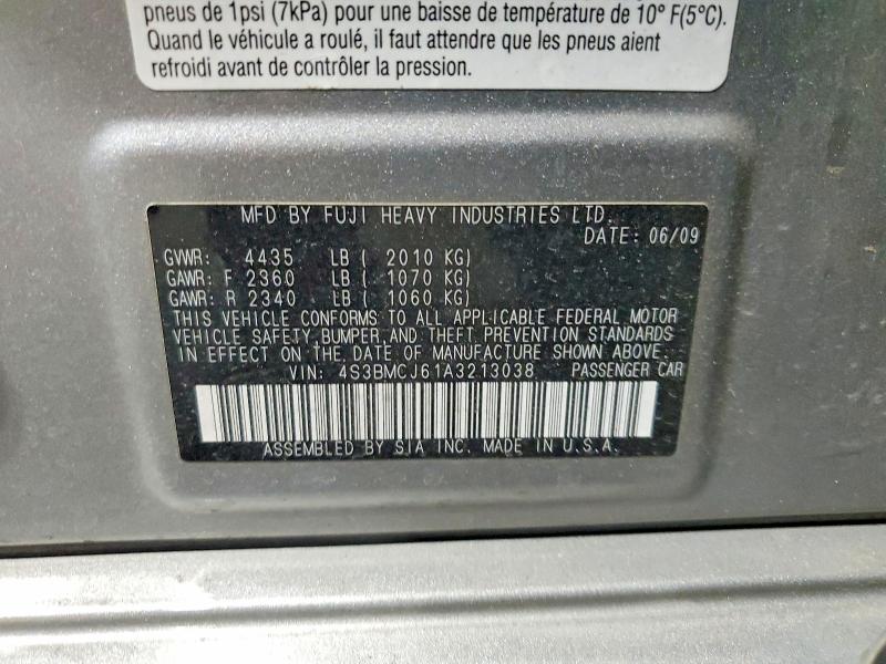 Auction sale of the 2010 Subaru Legacy, vin: 4S3BMCJ61A3213038, lot number: 51809776