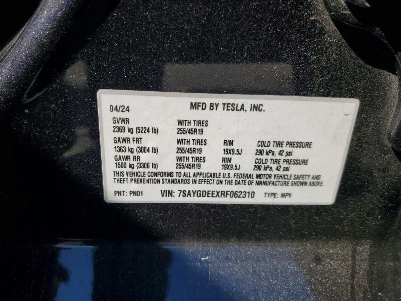 Продажа на аукционе авто 2024 Tesla Model Y, vin: 7SAYGDEEXRF062310, номер лота: 49816196