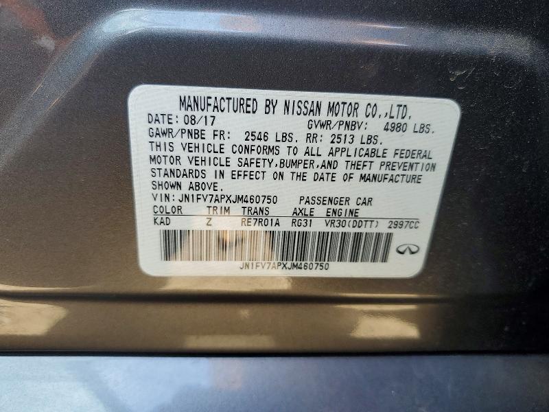 Aukcja sprzedaży 2018 Infiniti Q50, vin: JN1FV7APXJM460750, numer aukcji: 49163106