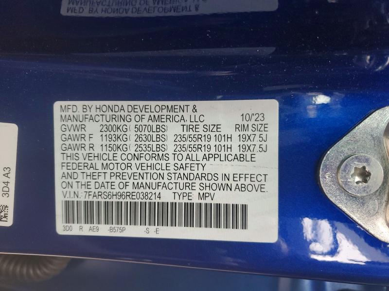 51652296 :رقم المزاد ، 7FARS6H96RE038214 vin ، 2024 Honda Cr-v مزاد بيع