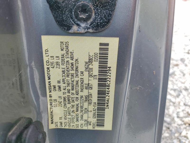 2008 Nissan Altima მანქანა იყიდება აუქციონზე, vin: 1N4AL24E48C222294, აუქციონის ნომერი: 49651136