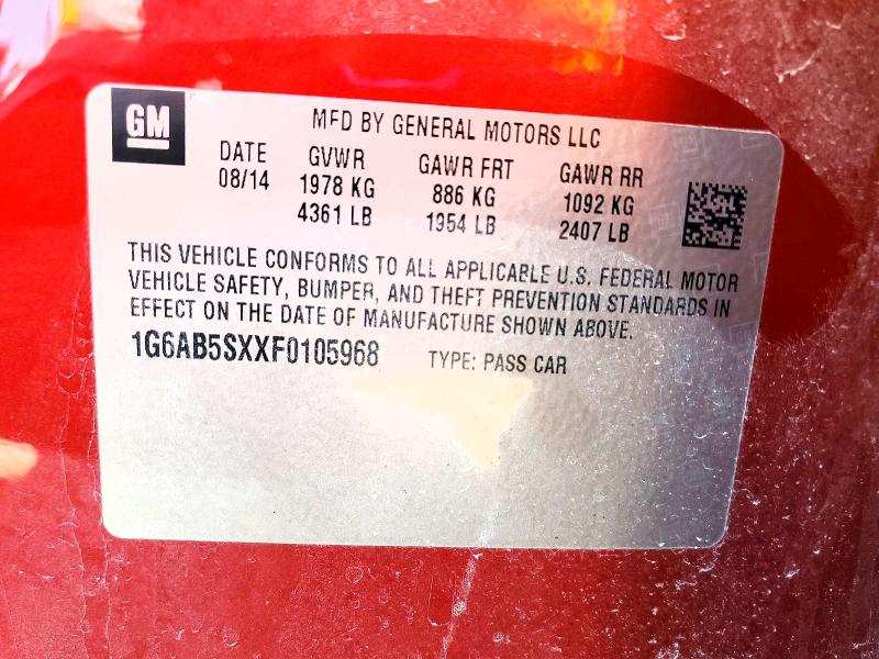 50635086 :رقم المزاد ، 1G6AB5SXXF0105968 vin ، 2015 Cadillac Ats مزاد بيع