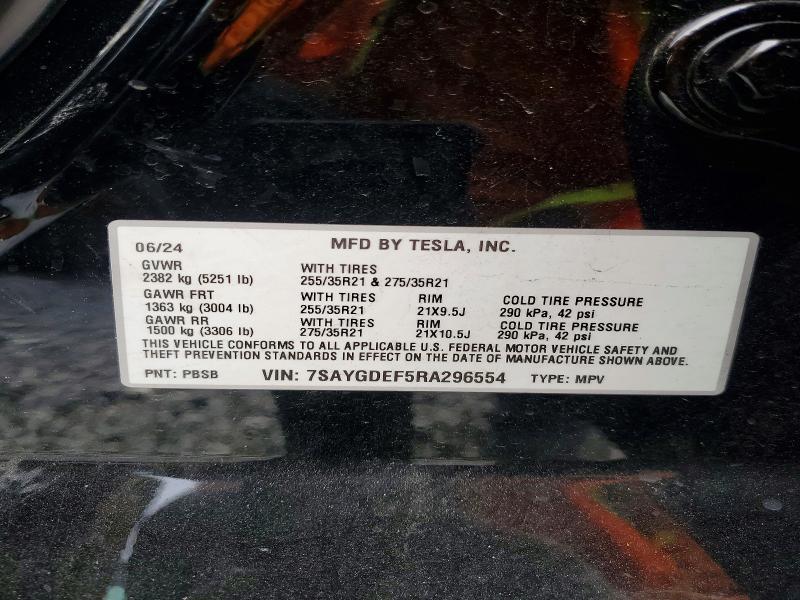 2024 Tesla Model Y მანქანა იყიდება აუქციონზე, vin: 7SAYGDEF5RA296554, აუქციონის ნომერი: 48890786