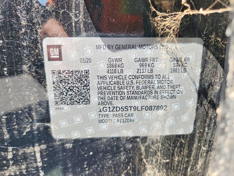 50102896 :رقم المزاد ، 1G1ZD5ST9LF087892 vin ، 2020 Chevrolet Malibu مزاد بيع
