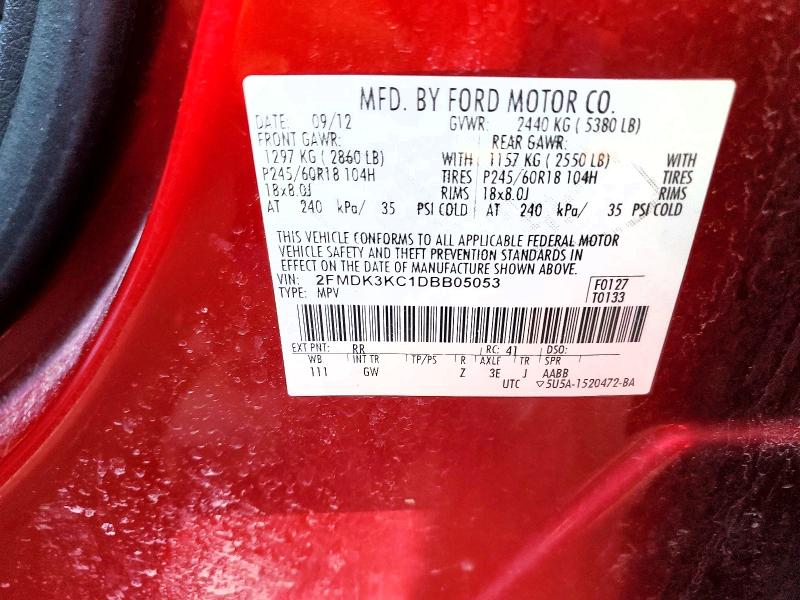 Продажа на аукционе авто 2013 Ford Edge, vin: 2FMDK3KC1DBB05053, номер лота: 48406946