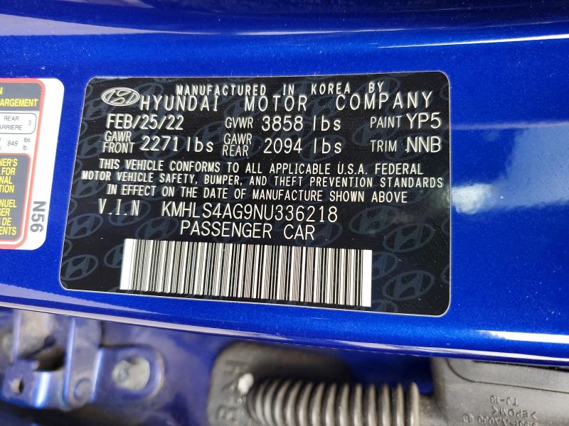 2022 Hyundai Elantra მანქანა იყიდება აუქციონზე, vin: KMHLS4AG9NU336218, აუქციონის ნომერი: 51416146
