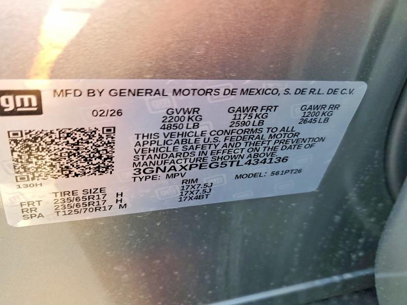 50645826 :رقم المزاد ، 3GNAXPEG5TL434136 vin ، 2026 Chevrolet Equinox مزاد بيع