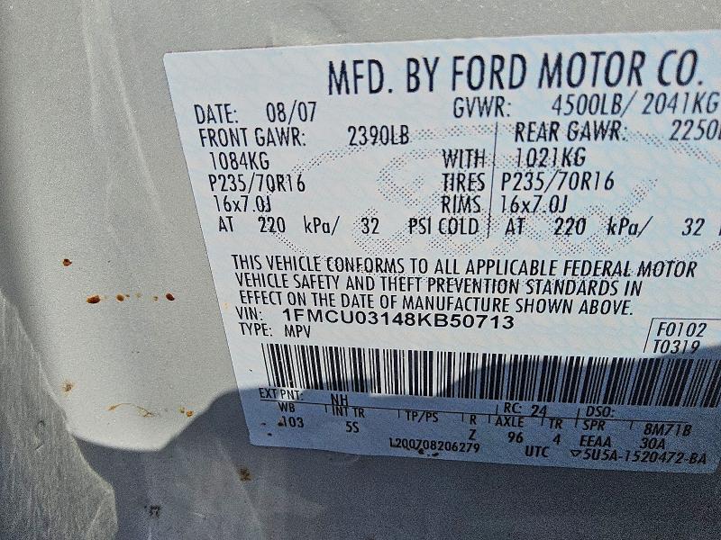 Продажа на аукционе авто 2008 Ford Escape, vin: 1FMCU03148KB50713, номер лота: 49965986