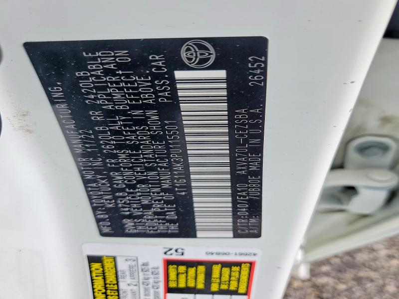 2023 Toyota Camry მანქანა იყიდება აუქციონზე, vin: 4T1G11AK3PU115501, აუქციონის ნომერი: 51249606