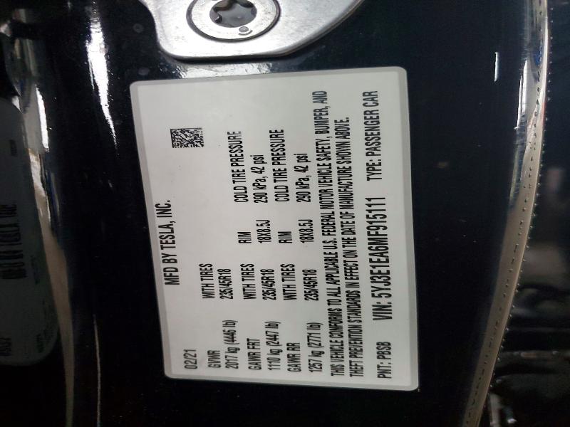2021 Tesla Model 3 მანქანა იყიდება აუქციონზე, vin: 5YJ3E1EA6MF915111, აუქციონის ნომერი: 48717326