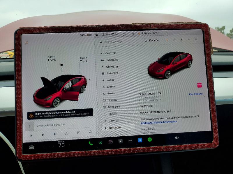 Aukcja sprzedaży 2021 Tesla Model 3, vin: 5YJ3E1EB4MF877564, numer aukcji: 49025666