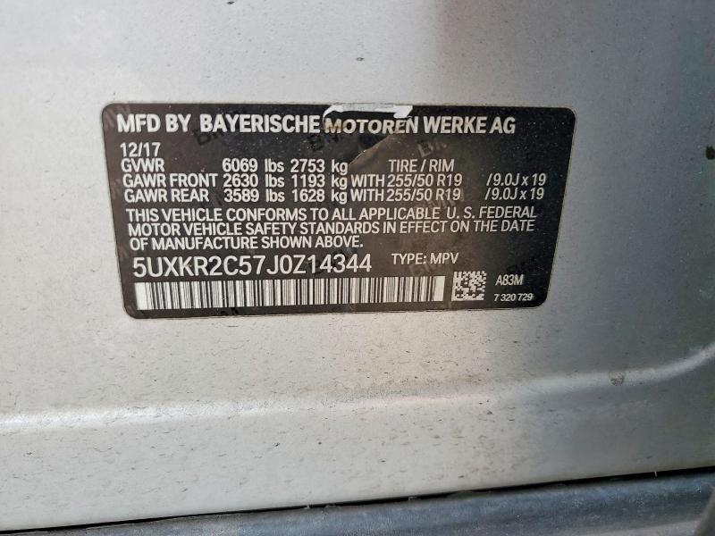 2018 Bmw X5 მანქანა იყიდება აუქციონზე, vin: 5UXKR2C57J0Z14344, აუქციონის ნომერი: 51679646