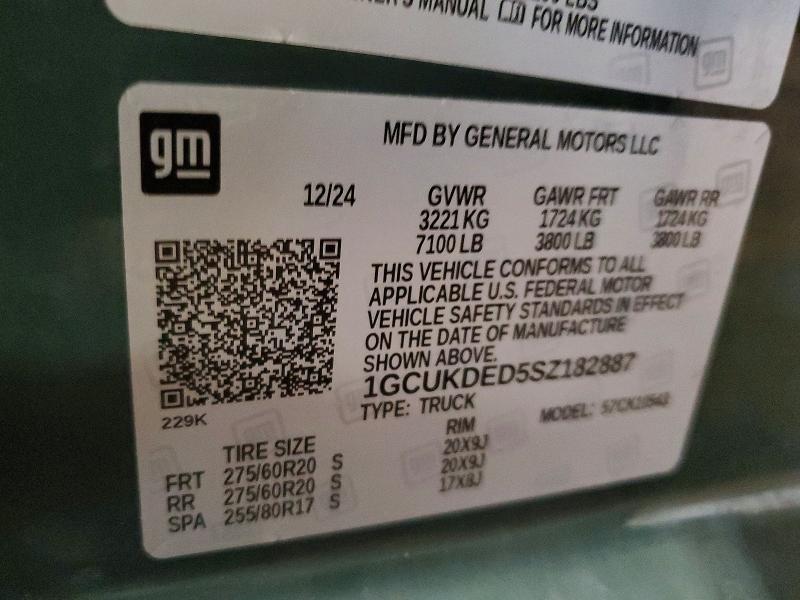 2025 Chevrolet Silverado მანქანა იყიდება აუქციონზე, vin: 1GCUKDED5SZ182887, აუქციონის ნომერი: 49971366