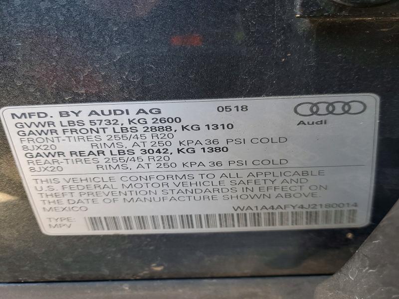Aukcja sprzedaży 2018 Audi Sq5, vin: WA1A4AFY4J2180014, numer aukcji: 48075606