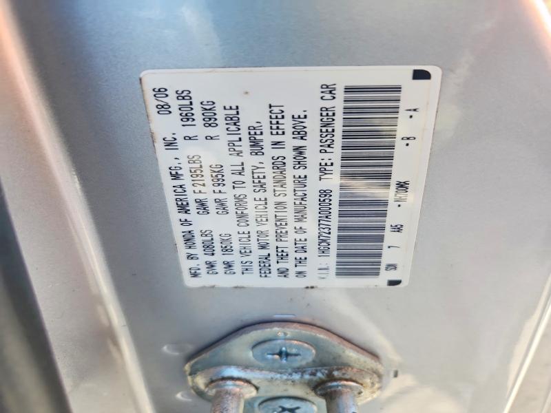 Aukcja sprzedaży 2007 Honda Accord, vin: 1HGCM72377A000598, numer aukcji: 50995576