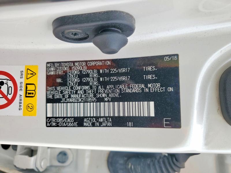51370766 :رقم المزاد ، JTJYARBZ3K2118595 vin ، 2019 Lexus Nx 300 مزاد بيع