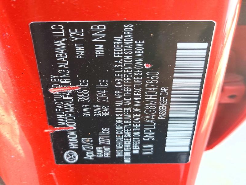 51209766 :رقم المزاد ، 5NPLL4AG8MH047860 vin ، 2021 Hyundai Elantra مزاد بيع