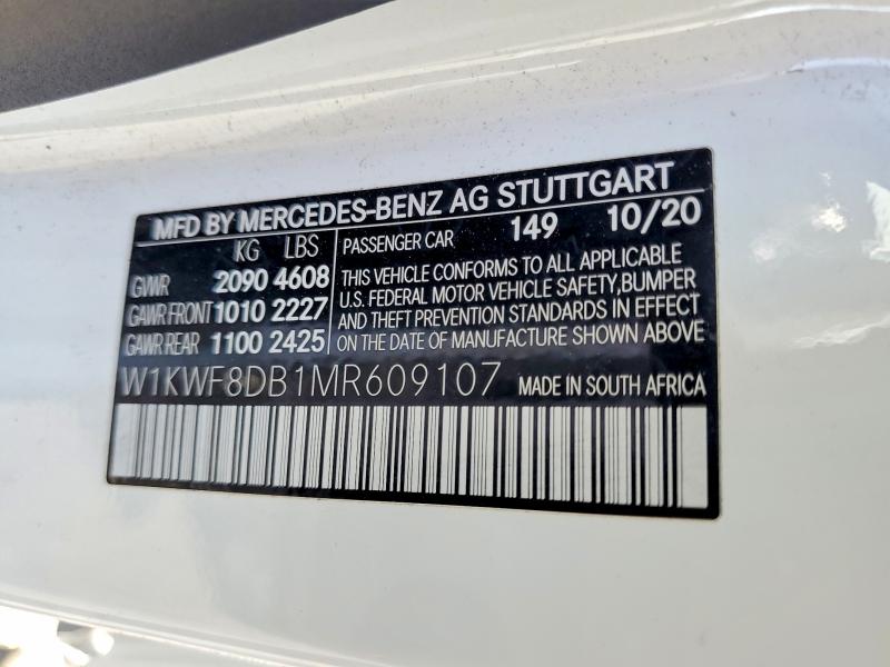Продажа на аукционе авто 2021 Mercedes-benz C, vin: W1KWF8DB1MR609107, номер лота: 48534996