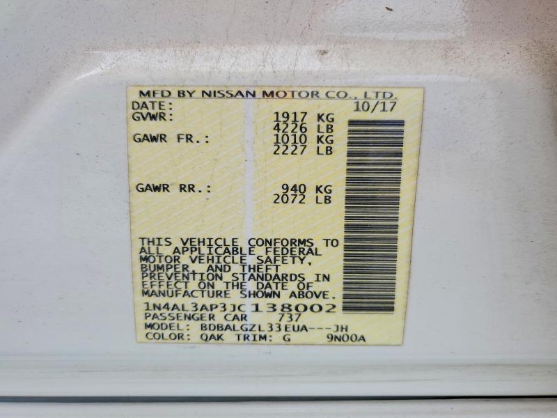 Продажа на аукционе авто 2018 Nissan Altima, vin: 1N4AL3AP3JC138002, номер лота: 51668936