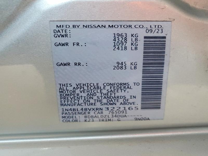 50964986 :رقم المزاد ، 1N4BL4BVXRN322165 vin ، 2024 Nissan Altima مزاد بيع