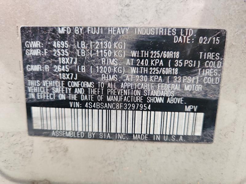 Продажа на аукционе авто 2015 Subaru Outback, vin: 4S4BSANC8F3297954, номер лота: 51307186