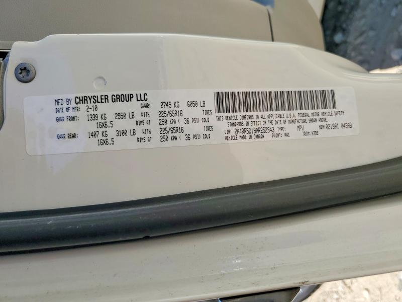 2010 Chrysler Town & Country მანქანა იყიდება აუქციონზე, vin: 2A4RR5D19AR252943, აუქციონის ნომერი: 49827836