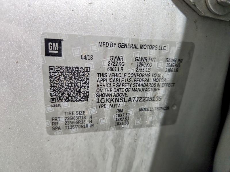 Aukcja sprzedaży 2018 Gmc Acadia, vin: 1GKKNSLA7JZ235135, numer aukcji: 48575616