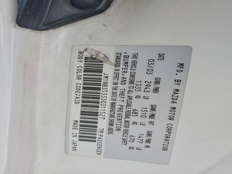 Продажа на аукционе авто 2003 Mazda Mx-5 Miata, vin: JM1NB353330311527, номер лота: 49455286