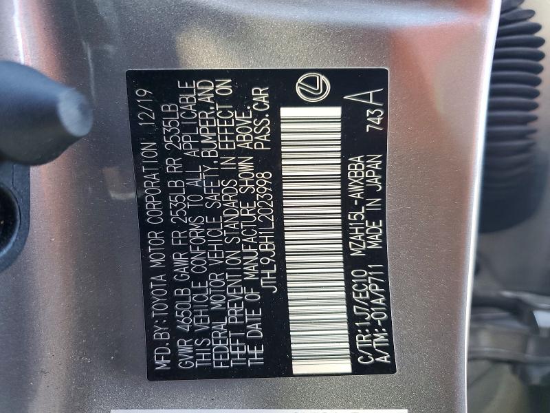Aukcja sprzedaży 2020 Lexus Ux, vin: JTHL9JBH1L2023998, numer aukcji: 51724026