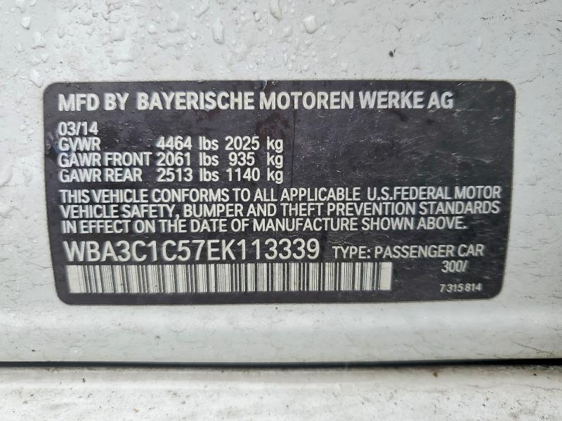 48522326 :رقم المزاد ، WBA3C1C57EK113339 vin ، 2014 Bmw 328 مزاد بيع