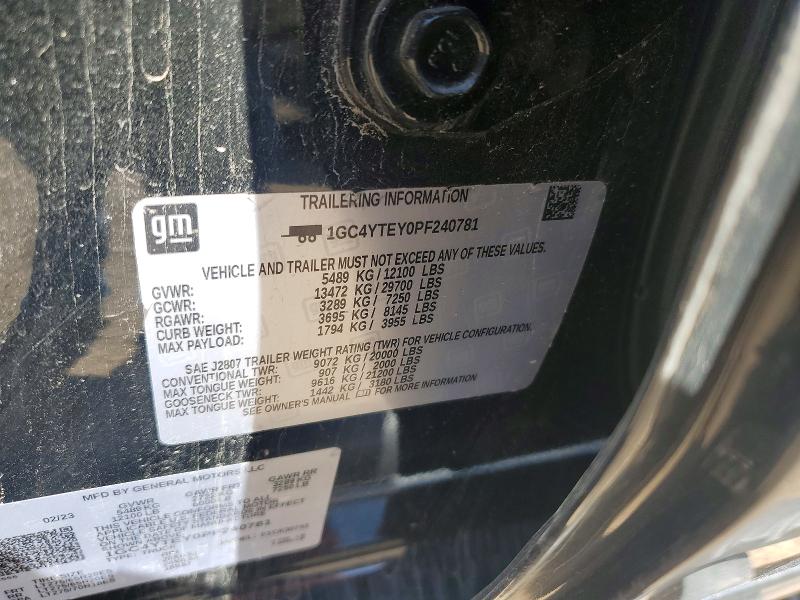 Auction sale of the 2023 Chevrolet Silverado, vin: 1GC4YTEY0PF240781, lot number: 50457976
