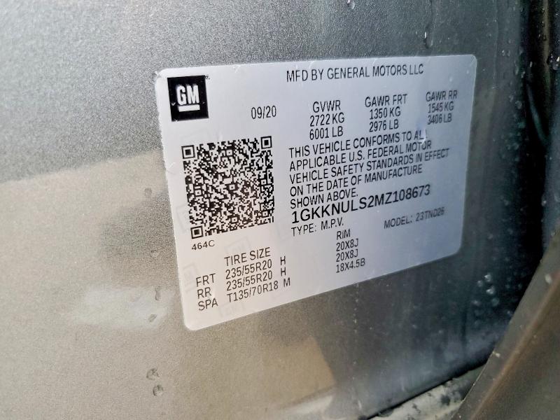 49756706 :رقم المزاد ، 1GKKNULS2MZ108673 vin ، 2021 Gmc Acadia مزاد بيع
