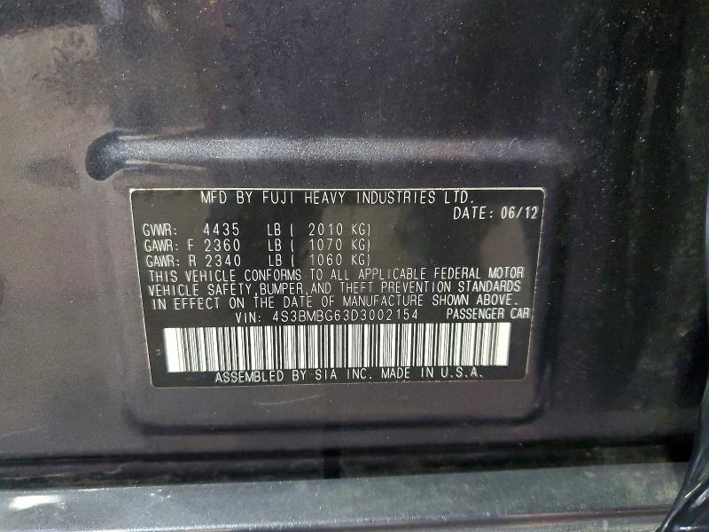Aukcja sprzedaży 2013 Subaru Legacy, vin: 4S3BMBG63D3002154, numer aukcji: 50391596