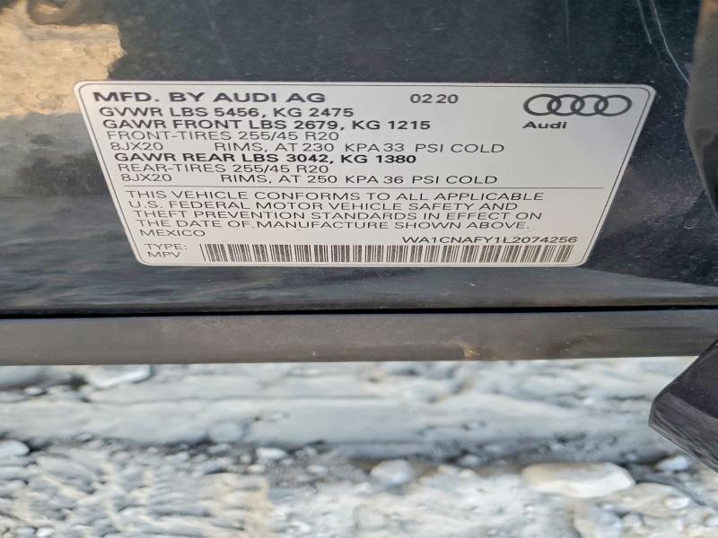 Auction sale of the 2020 Audi Q5, vin: WA1CNAFY1L2074256, lot number: 48009556