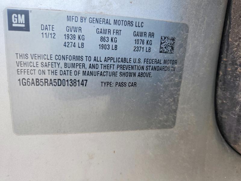 Aukcja sprzedaży 2013 Cadillac Ats, vin: 1G6AB5RA5D0138147, numer aukcji: 50754696