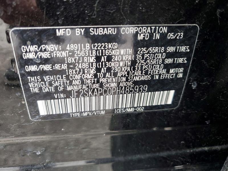 Продажа на аукционе авто 2023 Subaru Forester, vin: JF2SKAPC0PH485939, номер лота: 51483056