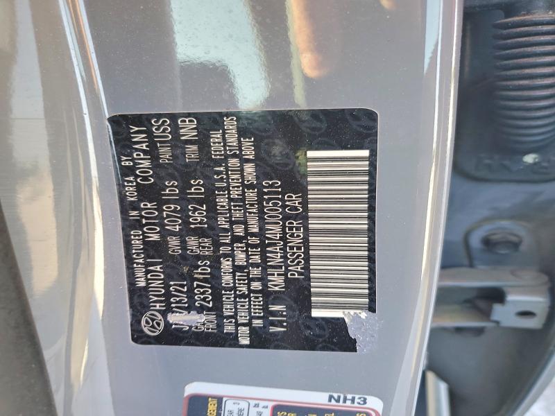 2021 Hyundai Elantra მანქანა იყიდება აუქციონზე, vin: KMHLN4AJ4MU005113, აუქციონის ნომერი: 51281326