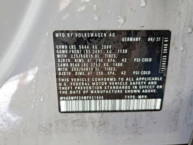 Продаж на аукціоні авто 2021 Volkswagen Id.4, vin: WVGRMPE24MP031906, номер лоту: 49571666