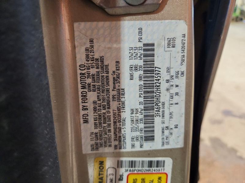 Aukcja sprzedaży 2017 Ford Fusion, vin: 3FA6P0HD2HR245977, numer aukcji: 49113916