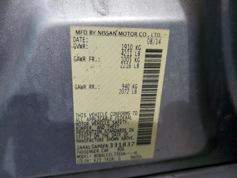Aukcja sprzedaży 2015 Nissan Altima, vin: 1N4AL3AP6FN331837, numer aukcji: 48700736