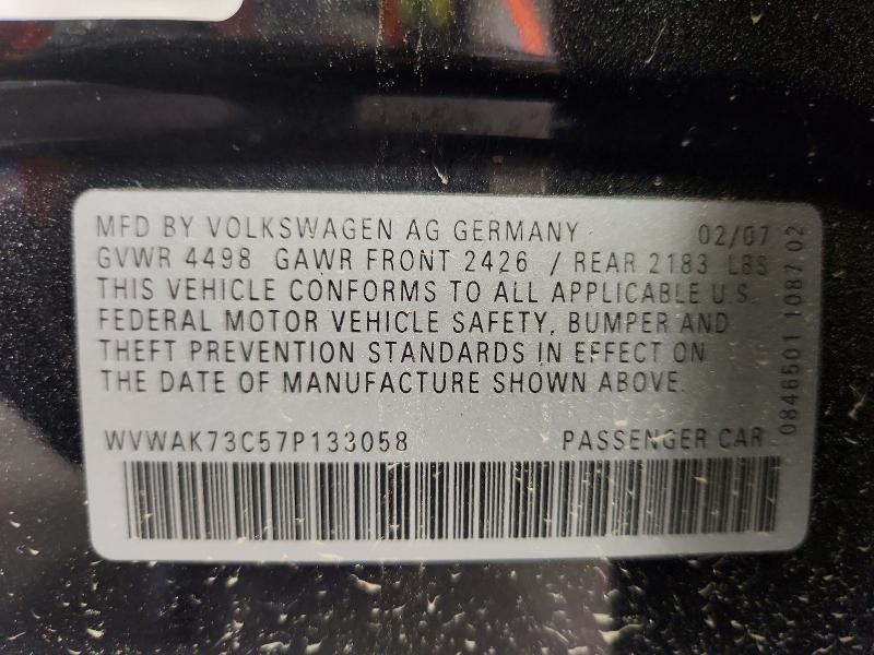 Продажа на аукционе авто 2007 Volkswagen Passat, vin: WVWAK73C57P133058, номер лота: 49779036