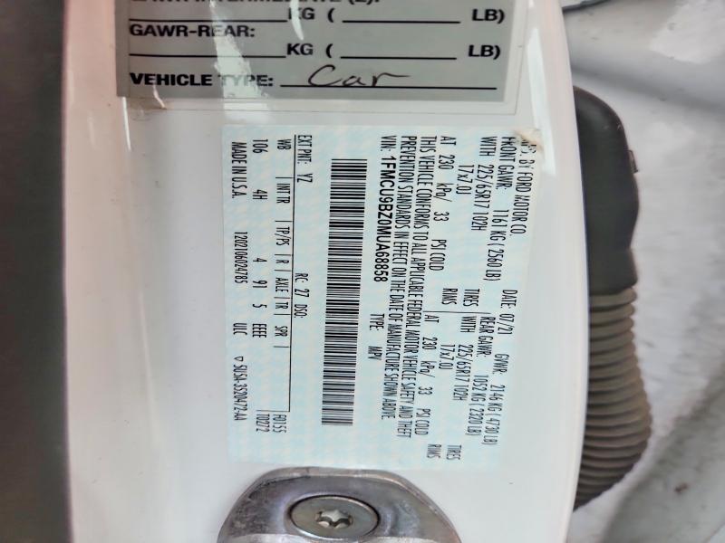 49752286 :رقم المزاد ، 1FMCU9BZ0MUA68858 vin ، 2021 Ford Escape مزاد بيع