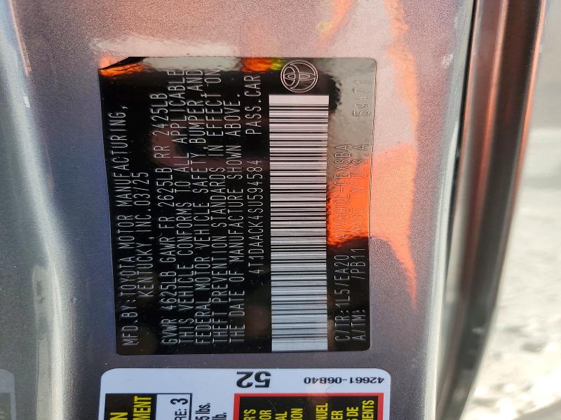 51370166 :رقم المزاد ، 4T1DAACK4SU594584 vin ، 2025 Toyota Camry مزاد بيع