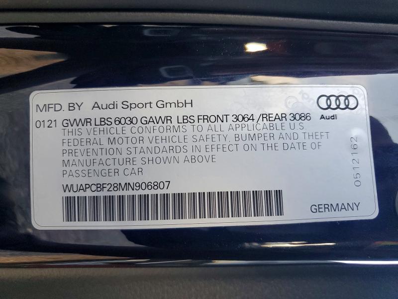 Продажа на аукционе авто 2021 Audi Rs7, vin: WUAPCBF28MN906807, номер лота: 48602796