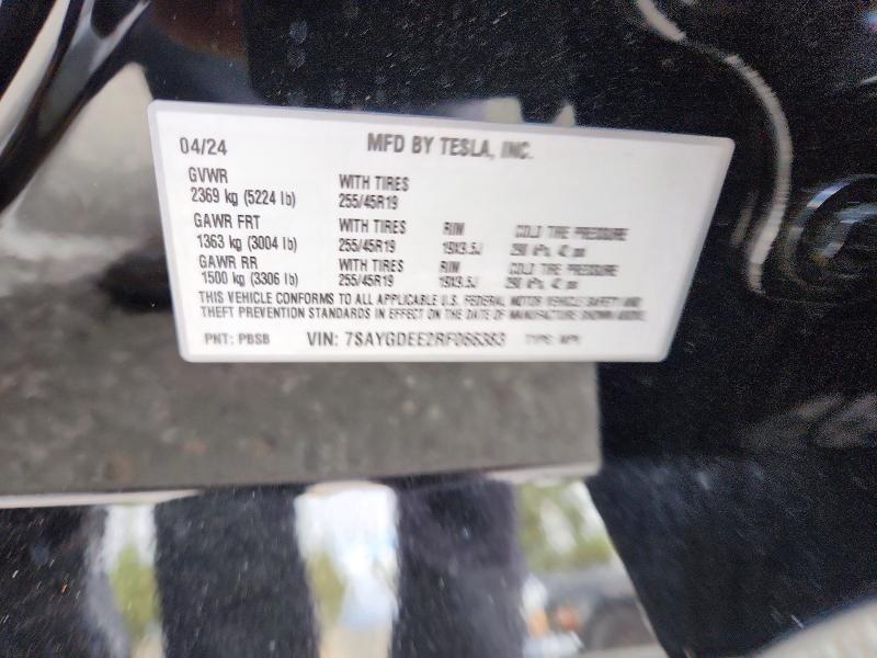2024 Tesla Model Y მანქანა იყიდება აუქციონზე, vin: 7SAYGDEE2RF066383, აუქციონის ნომერი: 51379566