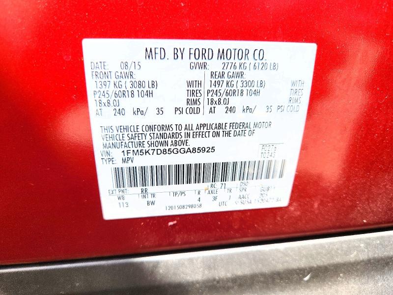 Aukcja sprzedaży 2016 Ford Explorer, vin: 1FM5K7D85GGA85925, numer aukcji: 50595486
