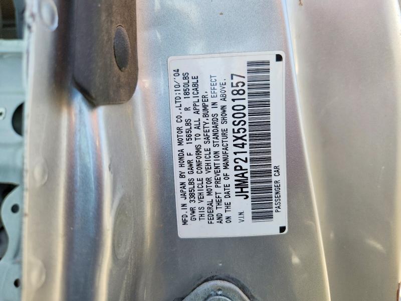 48648596 :رقم المزاد ، JHMAP214X5S001857 vin ، 2005 Honda S2000 مزاد بيع