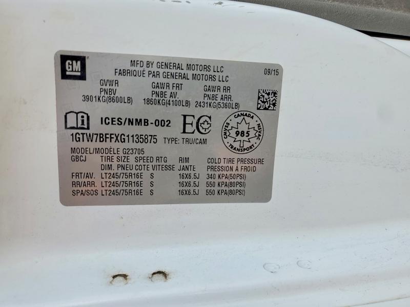 Продаж на аукціоні авто 2016 Gmc Savana, vin: 1GTW7BFFXG1135875, номер лоту: 49144326