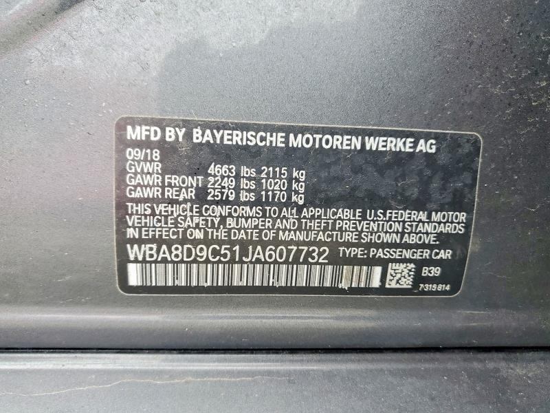 2018 Bmw 330 მანქანა იყიდება აუქციონზე, vin: WBA8D9C51JA607732, აუქციონის ნომერი: 50314856